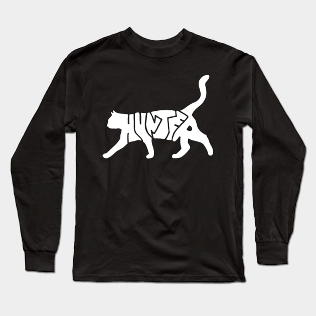 White Cat - Hunter Typography Long Sleeve T-Shirt by SPAZE